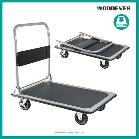 GS Approved Folding Handle Platform Cart Wholesale Price (Loading 300 Kg) - Factory expo direct 600lbs heavy-duty folding platform truck with non-slip rubber mat